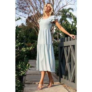 Baltic Born Jacie Smocked Midi Dress | Light Blue Size 3XL3XL